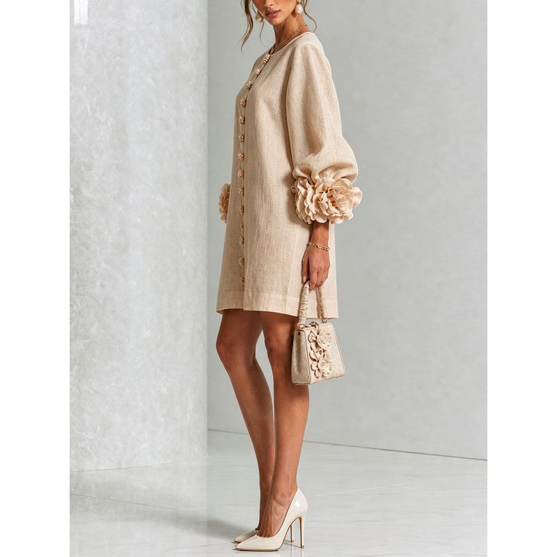Anita | Floral Appliqué Cuffs and Button Front