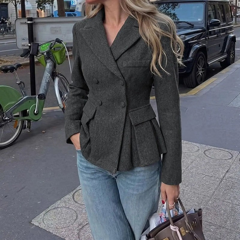 Women's Peplum Blazer | Tailored Dark Grey Jacket