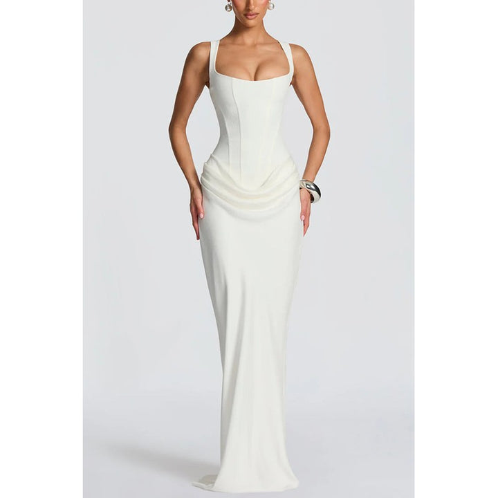 Leonor | Structured Square-Neck Maxi Dress