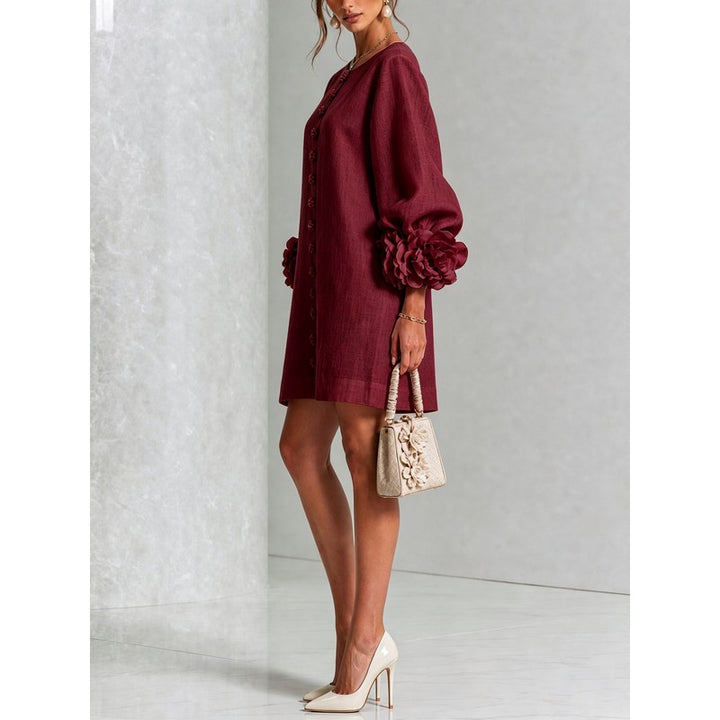 Anita | Floral Appliqué Cuffs and Button Front