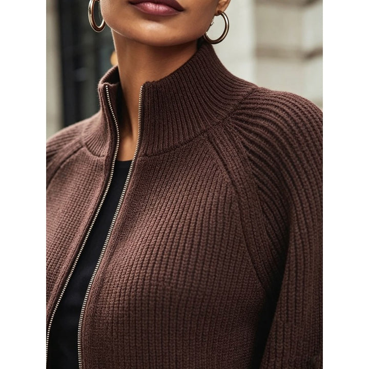 Gwyneth | Cropped Zip-Up Knit Cardigan