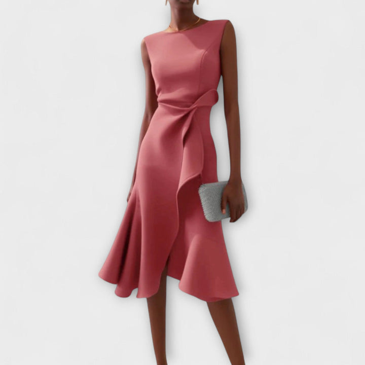 Scarlett | Abito midi asimmetrico drappeggiato
