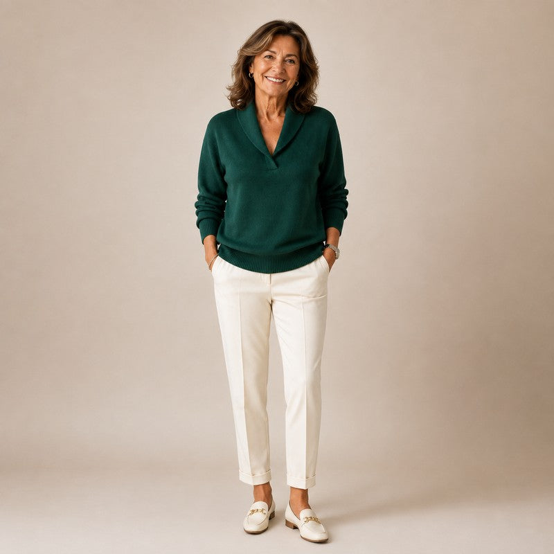 Sophie | Drop Shoulder Ribbed V-Neck Sweater