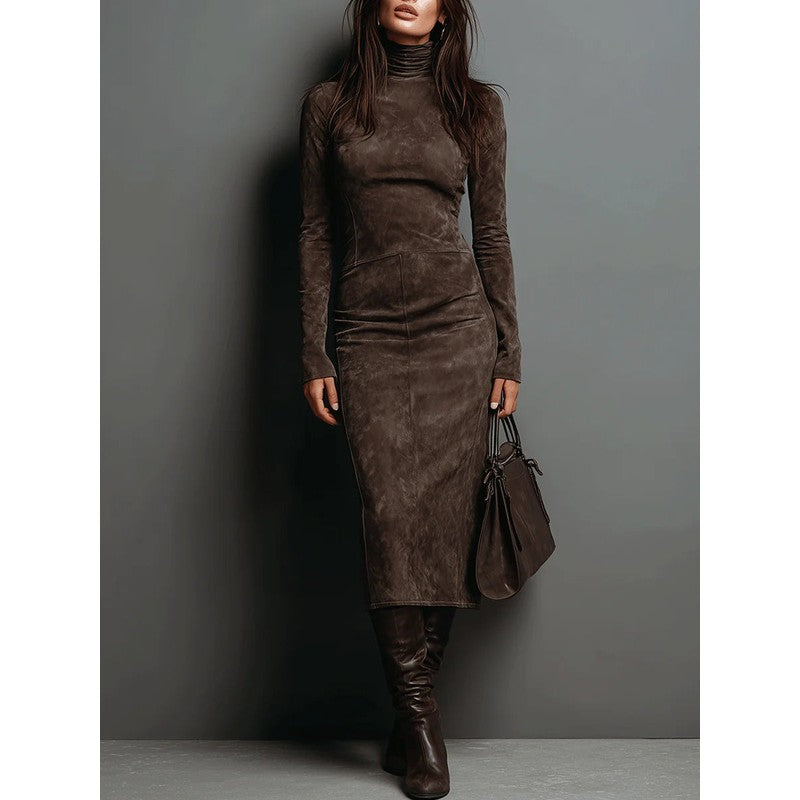 Lorena | High-Collar Bodycon Midi Dress