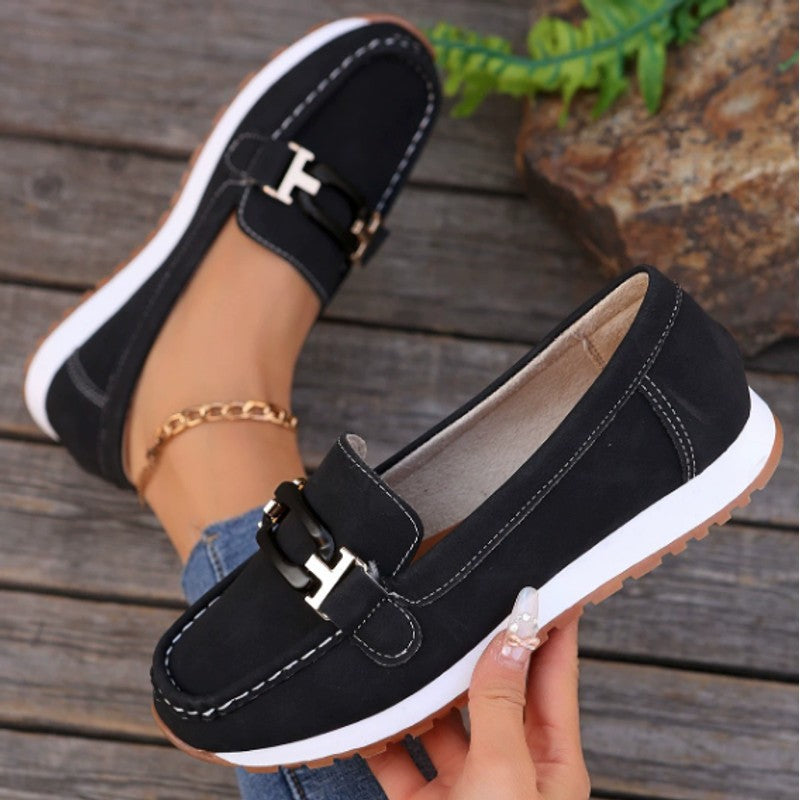 Dahlia | Chain Trim Wedge Loafers