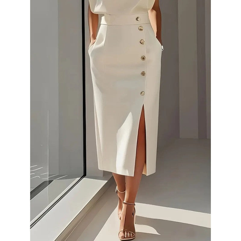 Dalia | Structured Shoulder Midi Dress