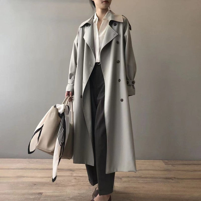 Katherine | Double-Breasted Long Trench Coat
