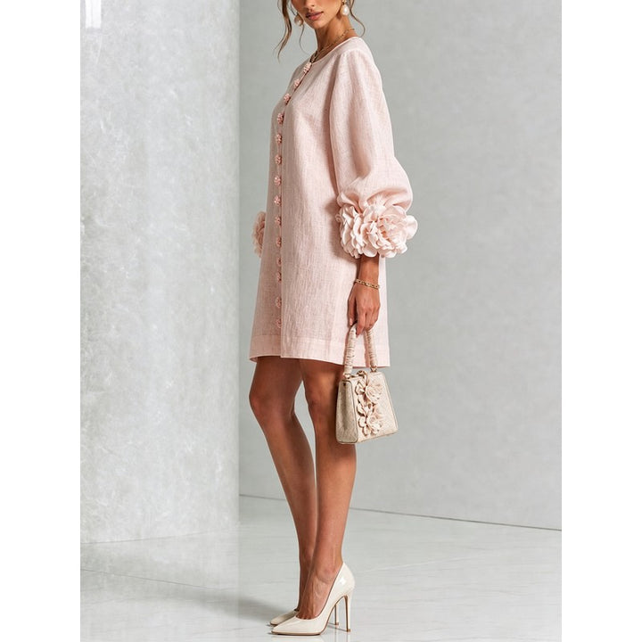 Anita | Floral Appliqué Cuffs and Button Front