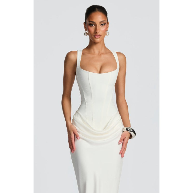 Leonor | Structured Square-Neck Maxi Dress