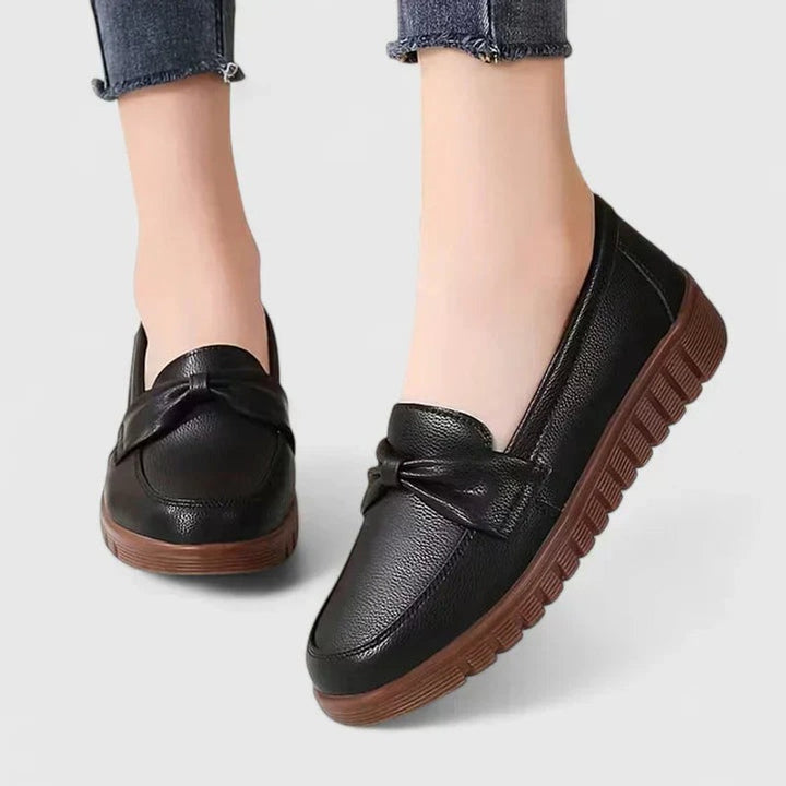 Women Mau | Round Toe Bow Loafers