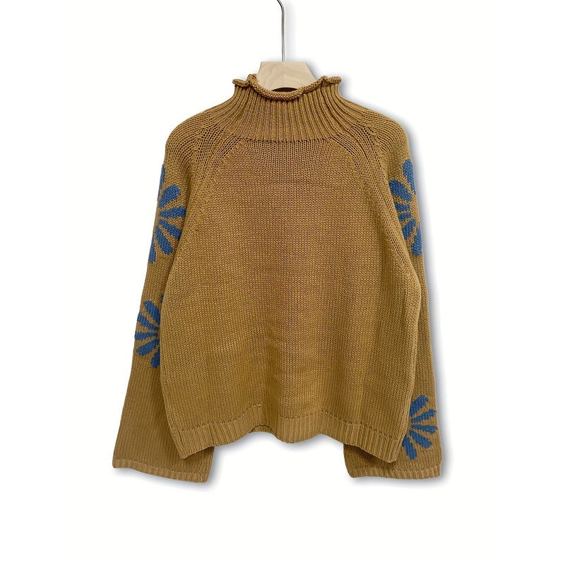 Freya | High Neck Floral Knit Sweater