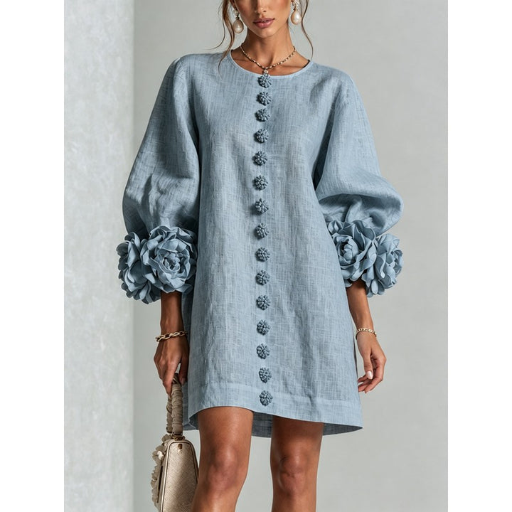 Anita | Floral Appliqué Cuffs and Button Front
