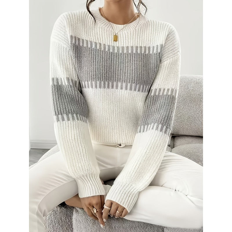 Clara | Colour-Block Striped Cropped Pullover