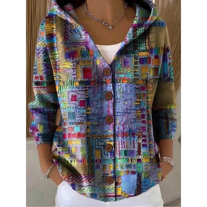 Vanessa | Fluid Button-Front Abstract Print Cardigan