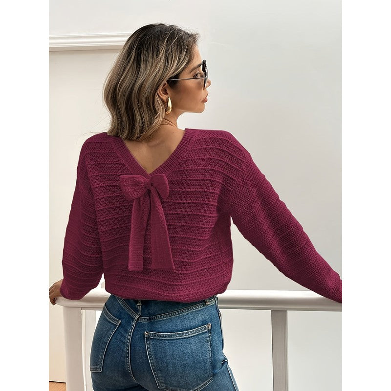 Imogen | Cropped Bow-Back Knit Sweater