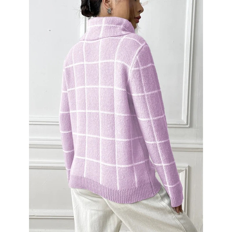 Clara | Check Pattern Turtleneck Sweater