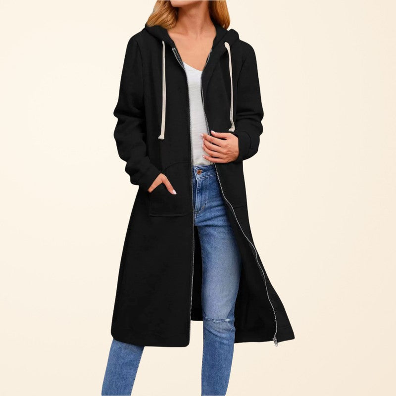 Women's Cardigan | Longline Zip-Up Hooded Style