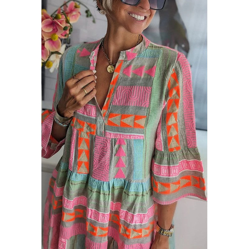 Mariah | Tiered Ruffled-Sleeve Dress