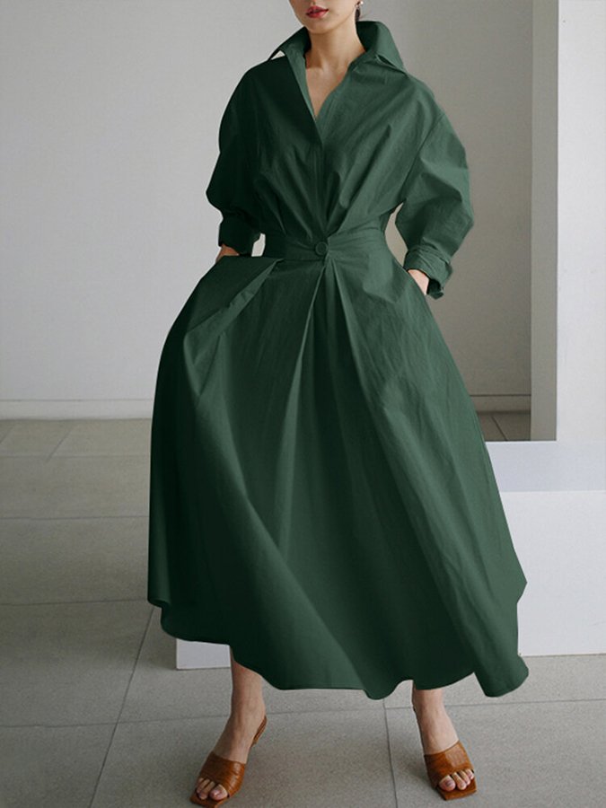 Brynn | Abito lungo elegante a trapezio con colletto da polo