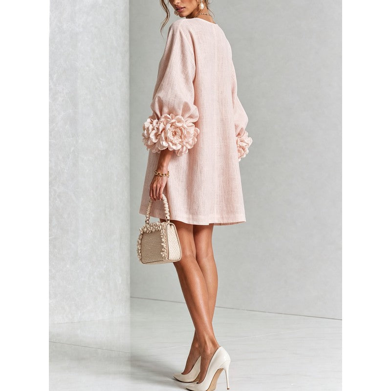 Anita | Floral Appliqué Cuffs and Button Front