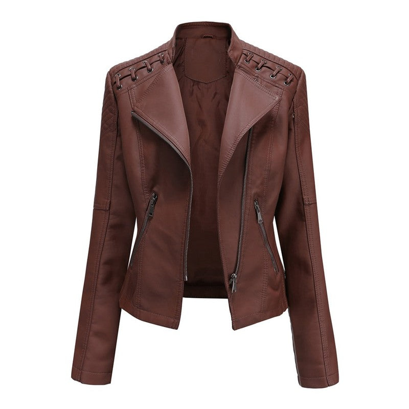 Jessica | Motojack met ruitvormige doorgestikte details