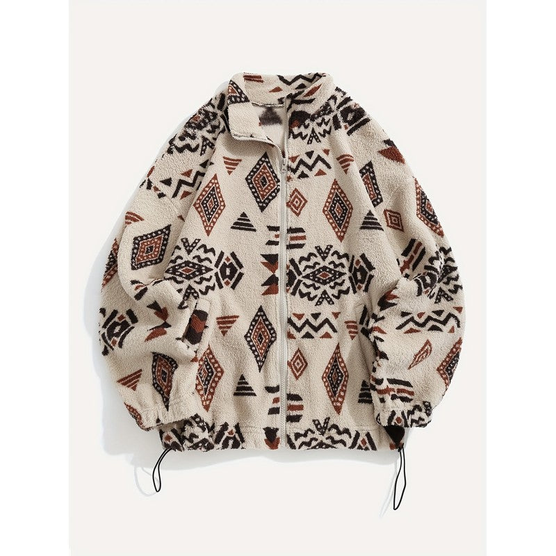 Carmen | Geometric Pattern Zip-Up Jacket