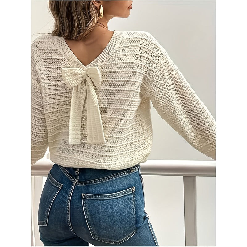 Imogen | Cropped Bow-Back Knit Sweater