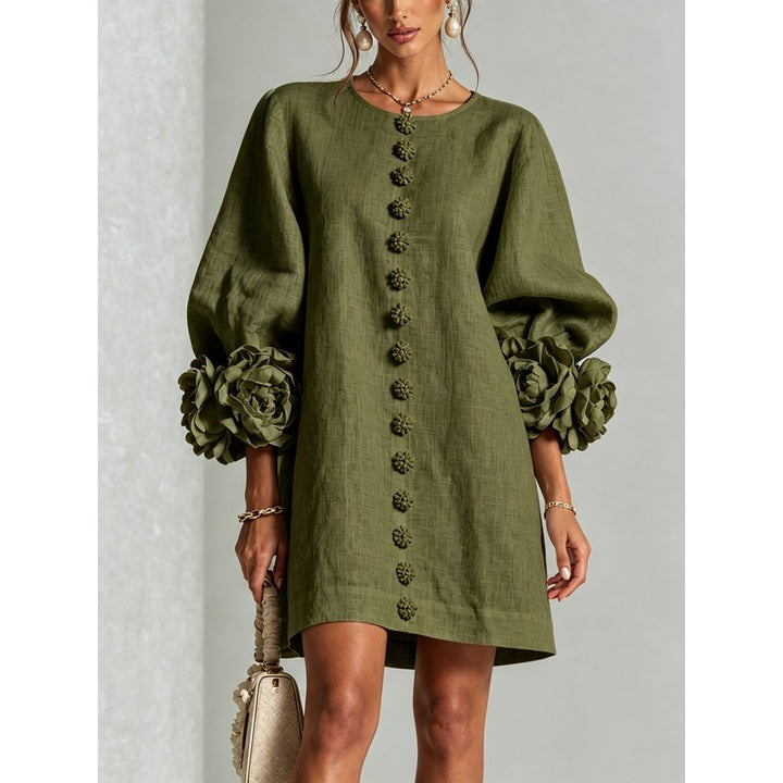 Anita | Floral Appliqué Cuffs and Button Front