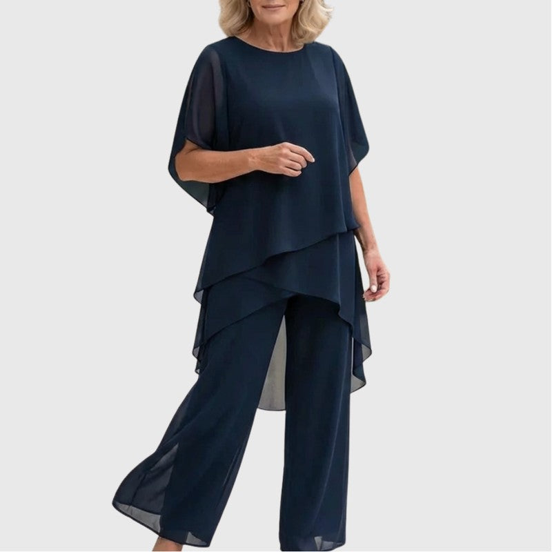 Chiara | Completo con top drappeggiato e pantaloni palazzo