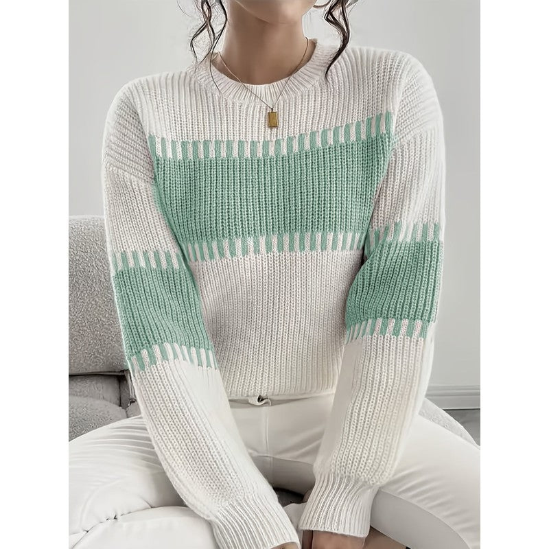 Clara | Colour-Block Striped Cropped Pullover