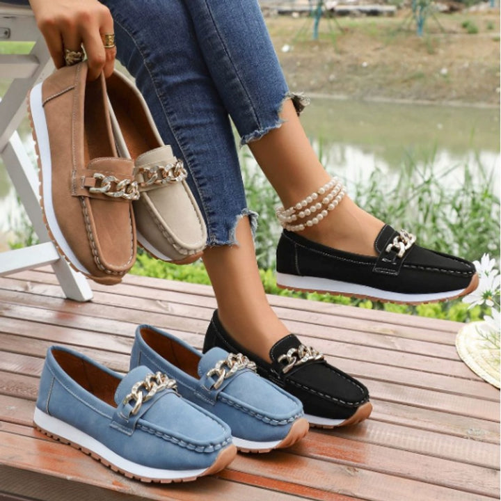 Olivia | Chain-Accent Slip-On Loafers