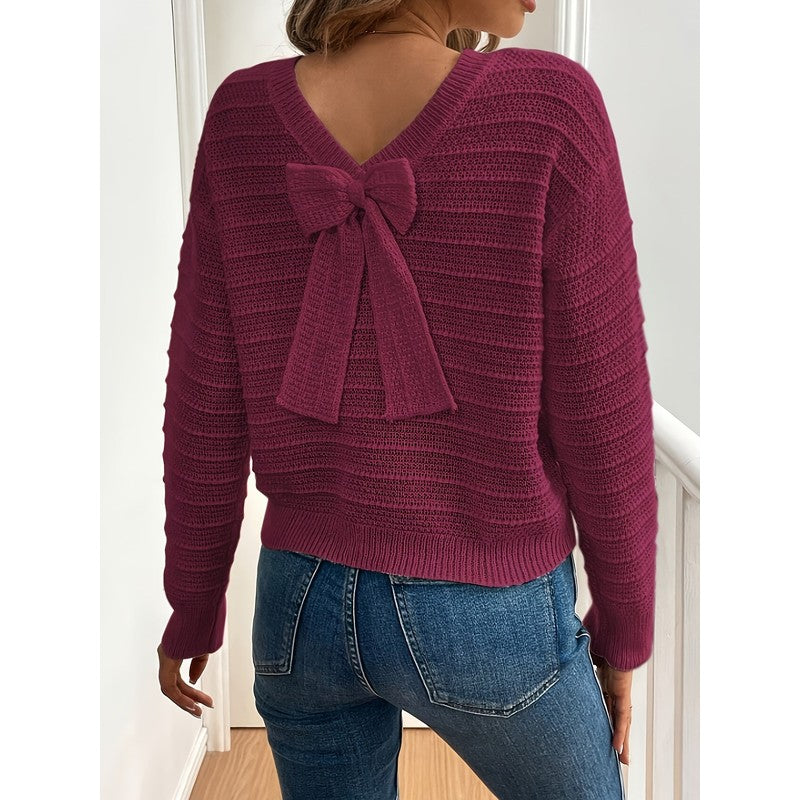 Imogen | Cropped Bow-Back Knit Sweater