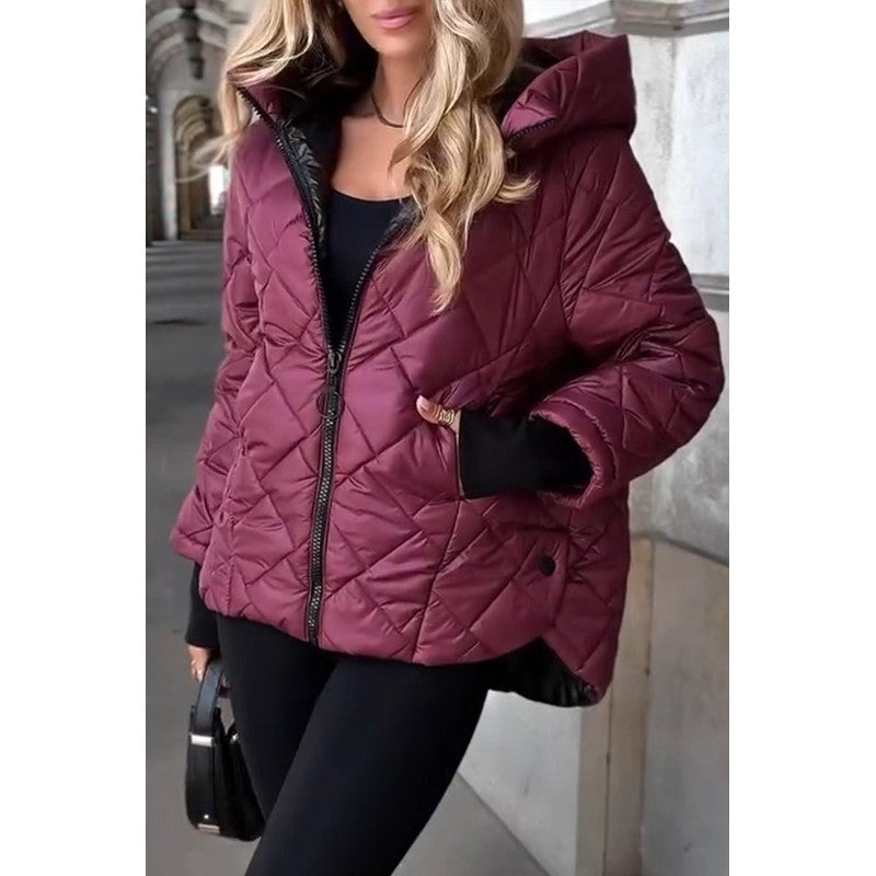Sophie | Diamond Quilted Hooded Puffer Jacket