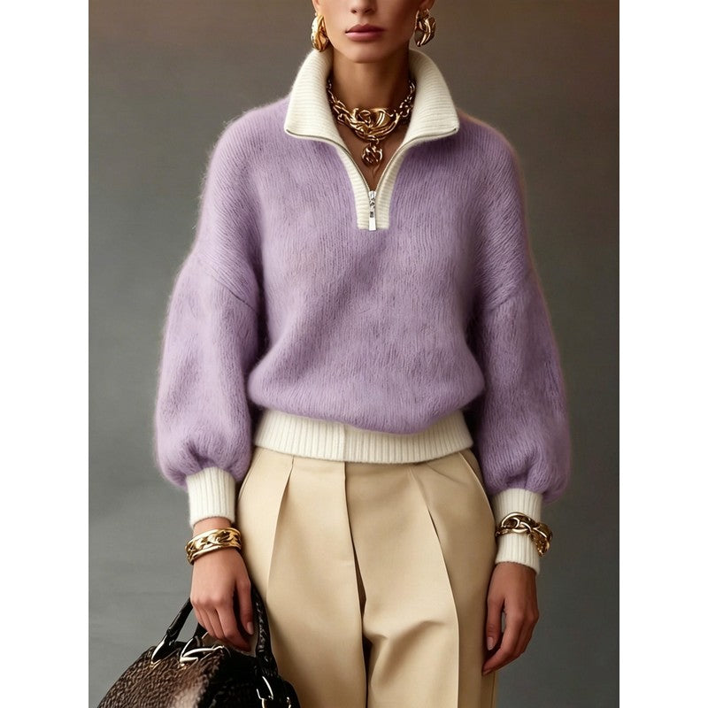 Olivia | Half-Zip Knit Sweater