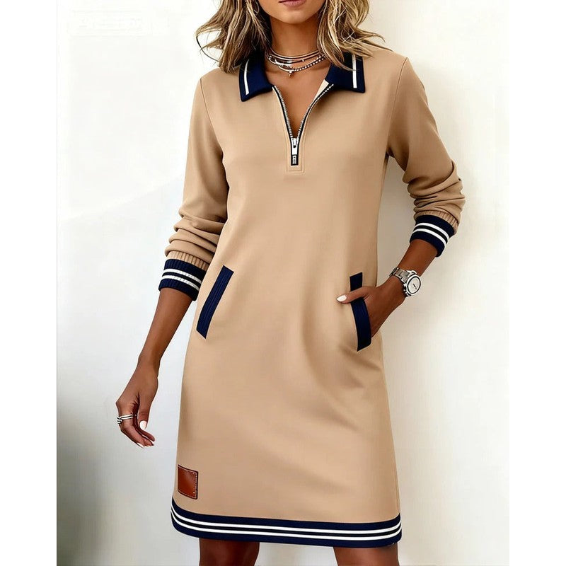 Rosalind | Striped Zip-Front Polo Dress