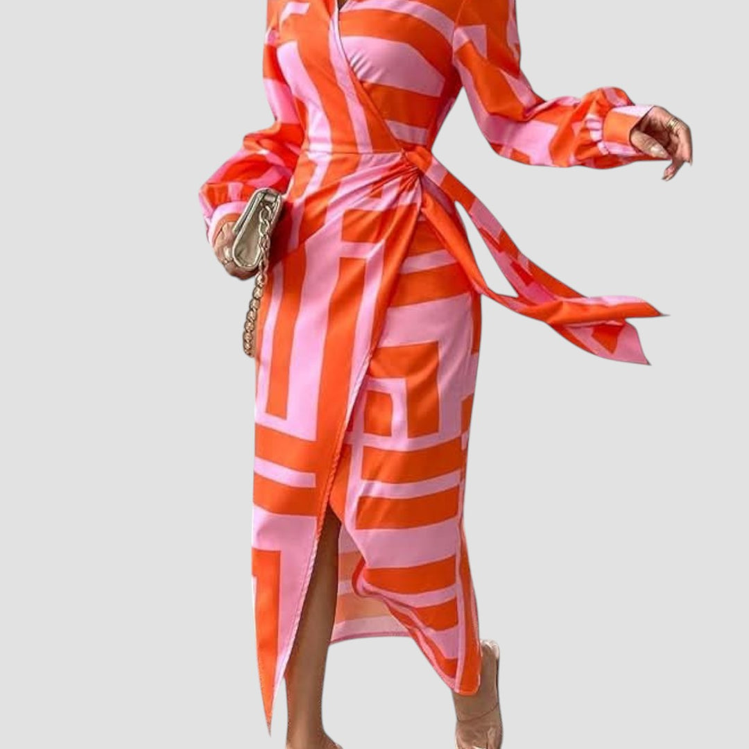Stevie | Printed Tie-Waist Midi Dress