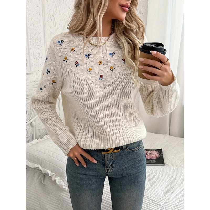 Wren | Floral Embroidered Crewneck Sweater