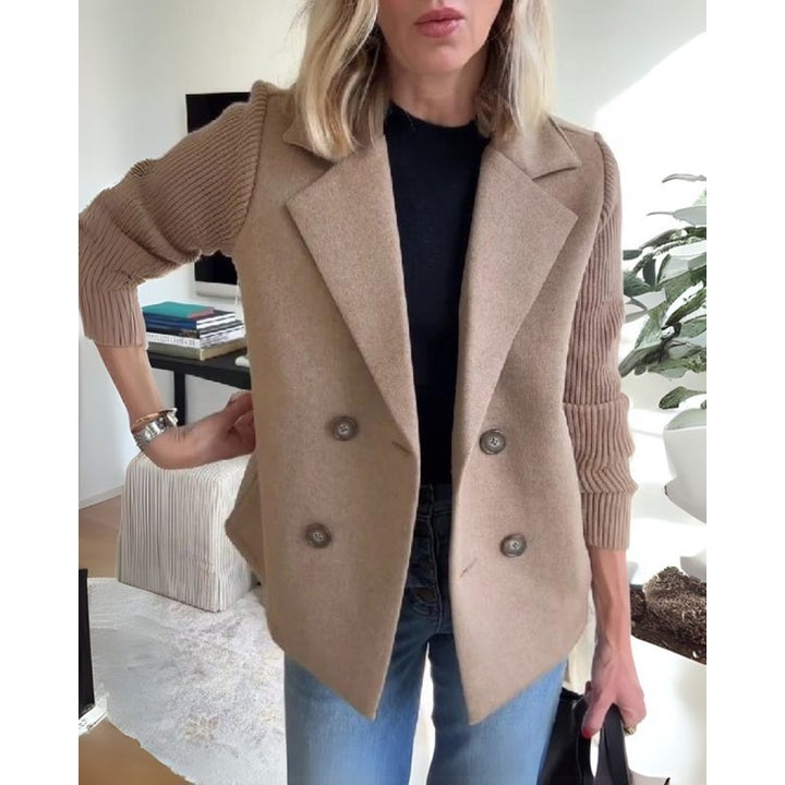 Sophia | Double-Breasted Knit-Sleeve Blazer