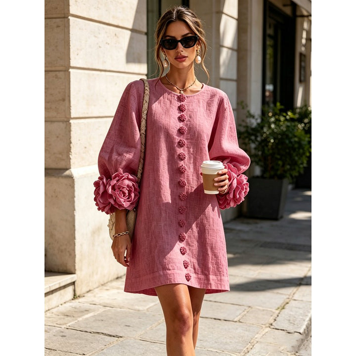 Anita | Floral Appliqué Cuffs and Button Front