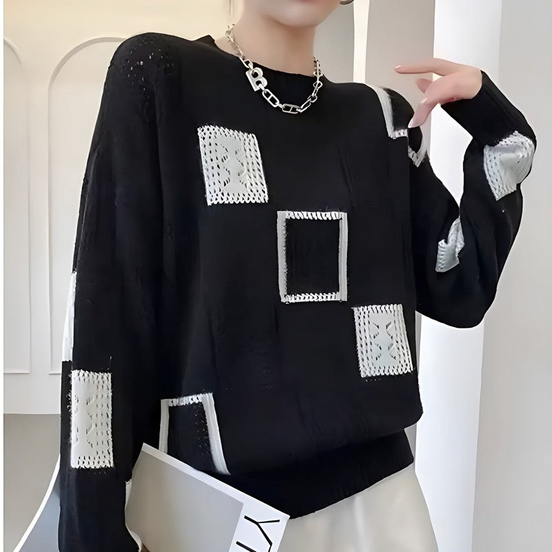 Zaydeanne | Maglione in maglia morbida effetto patchwork