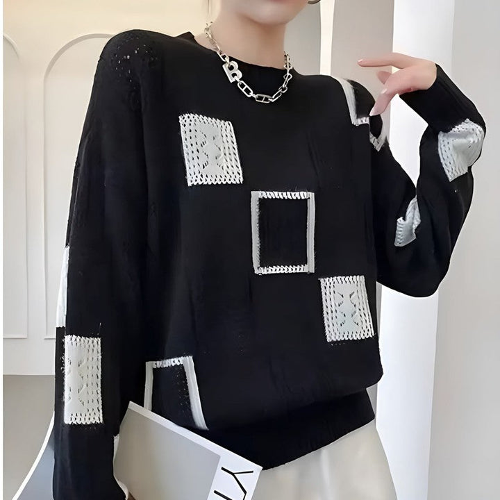 Zaydeanne | Maglione in maglia morbida effetto patchwork