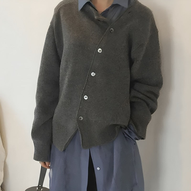 Women's Cardigan | Asymmetrical Button-Front Knit