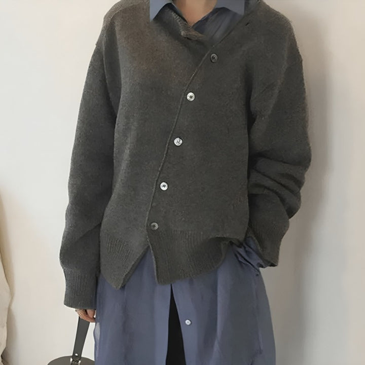 Women's Cardigan | Asymmetrical Button-Front Knit