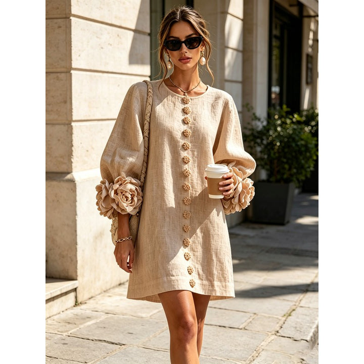 Anita | Floral Appliqué Cuffs and Button Front