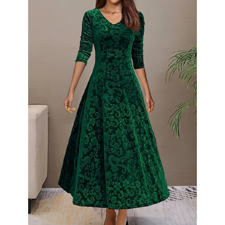 Adeline | Long-Sleeve Floral Midi Dress