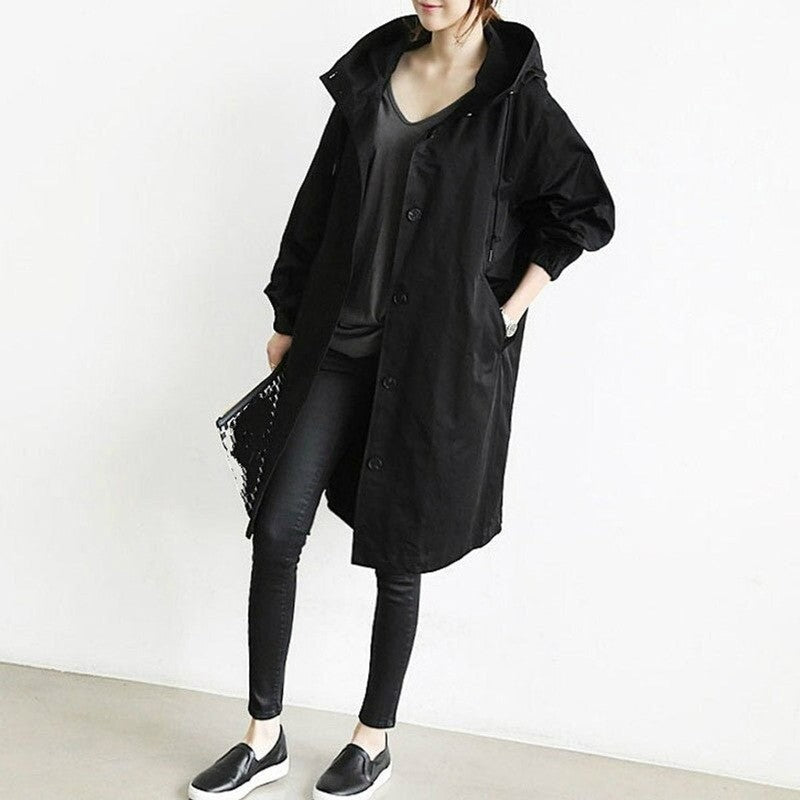 Women's Oversized Hooded Button-Front Coat