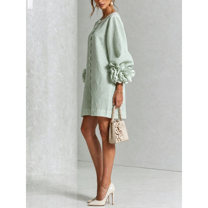 Anita | Floral Appliqué Cuffs and Button Front