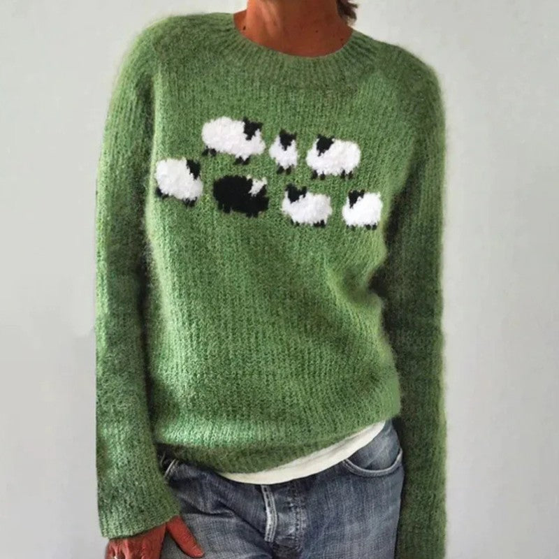 Claire | Scandinavian-Inspired Sheep Motif Knit Sweater