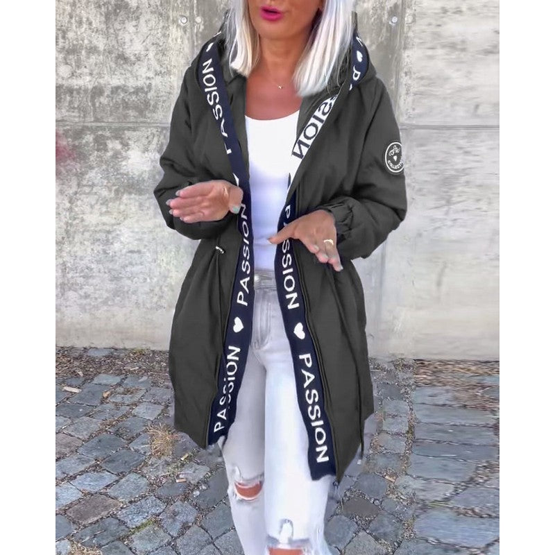 Camila | Hooded Drawstring Midi Parka Coat