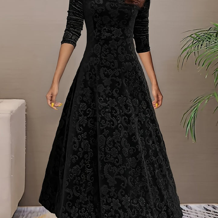 Adeline | Long-Sleeve Floral Midi Dress